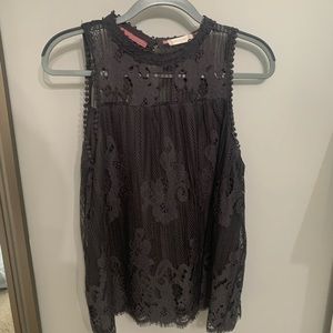 Altard State Steel Gray Lace Top